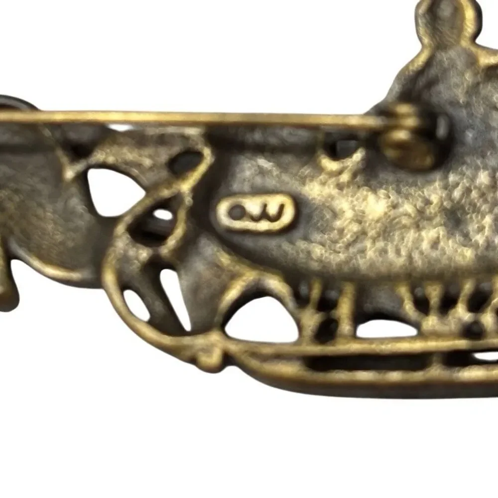 JJ Jonette Gold Tone Vintage Sleigh Ride Brooch
